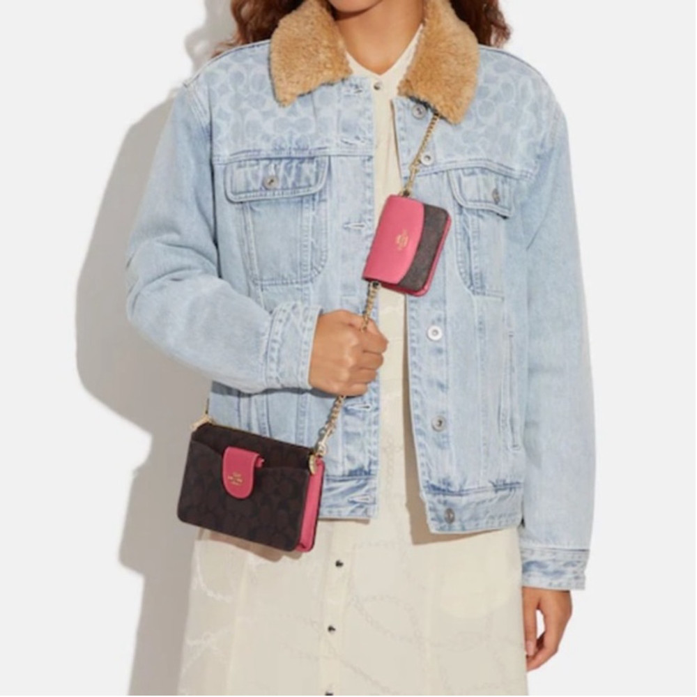 Coach Poppy Crossbody With Card Case In Signature Canvas - Picture 5 of 5